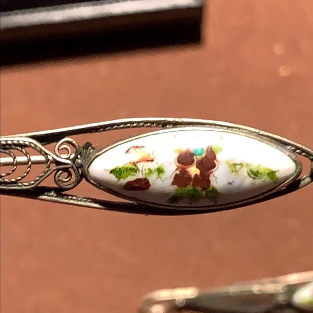 Handmade in USSR filigree hand-painted earrings - Picture 10 of 12